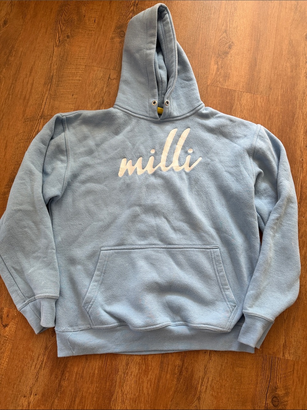 Milly Light Blue Crewneck Hoodie with White Script